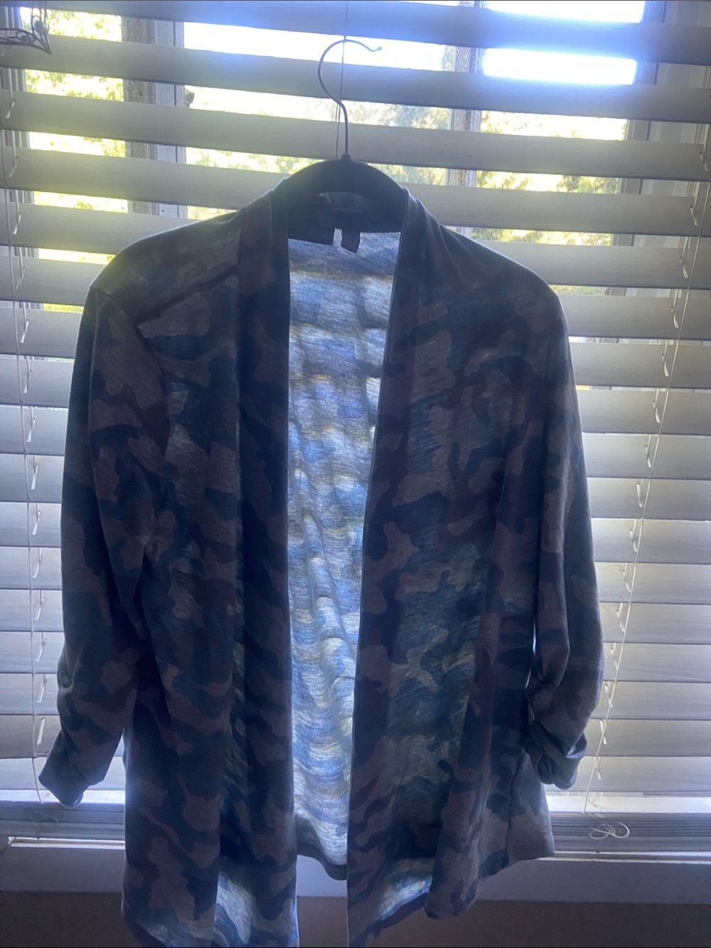 Camouflage Open-Front women’s Cardigan Jacket - Gray/Green